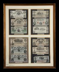 [OBSOLETE] A Collection of Twenty-Five Obsolete American Bank Notes in Two Frames