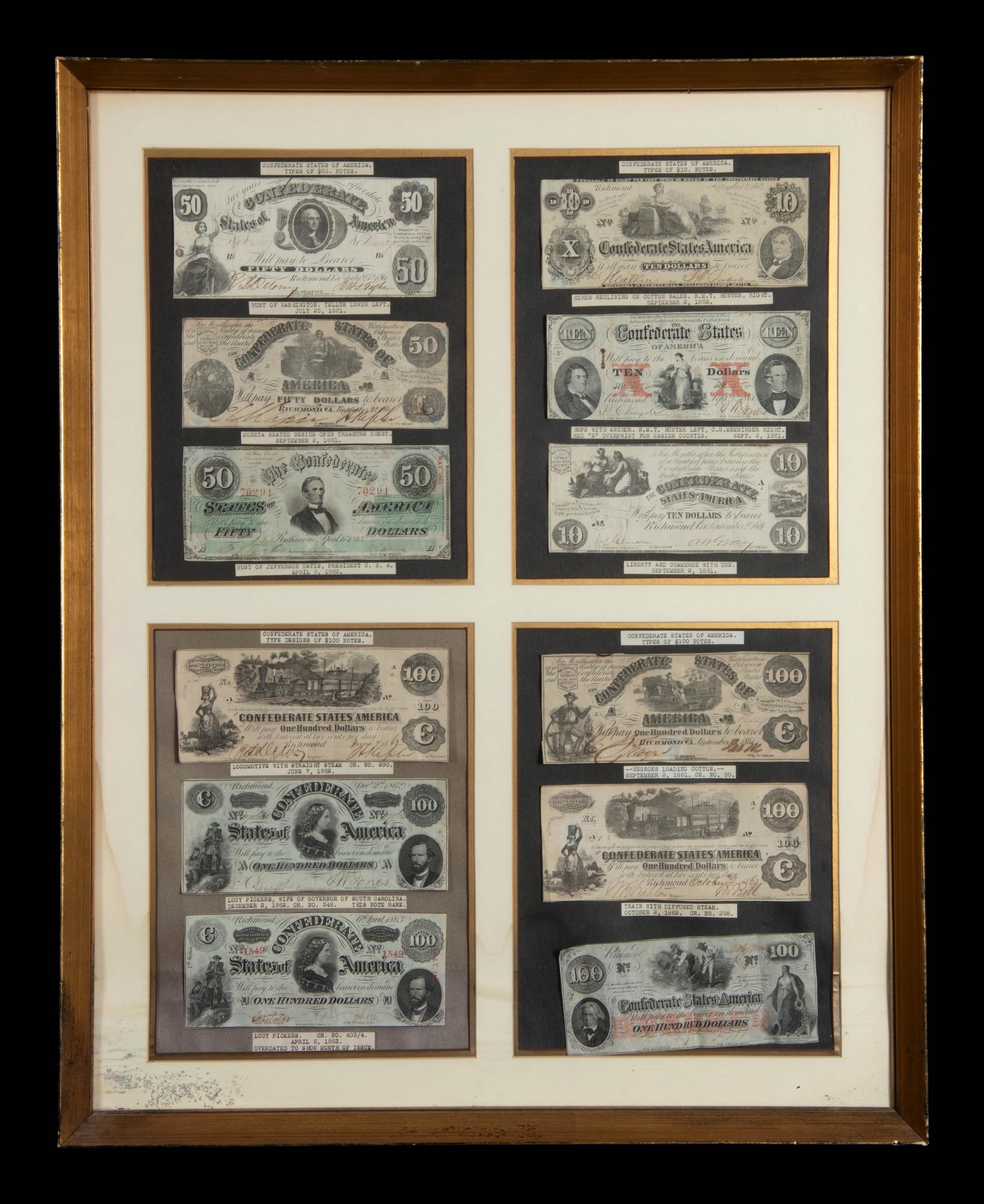 [OBSOLETE] A Collection of Twenty-Five Obsolete American Bank Notes in Two Frames