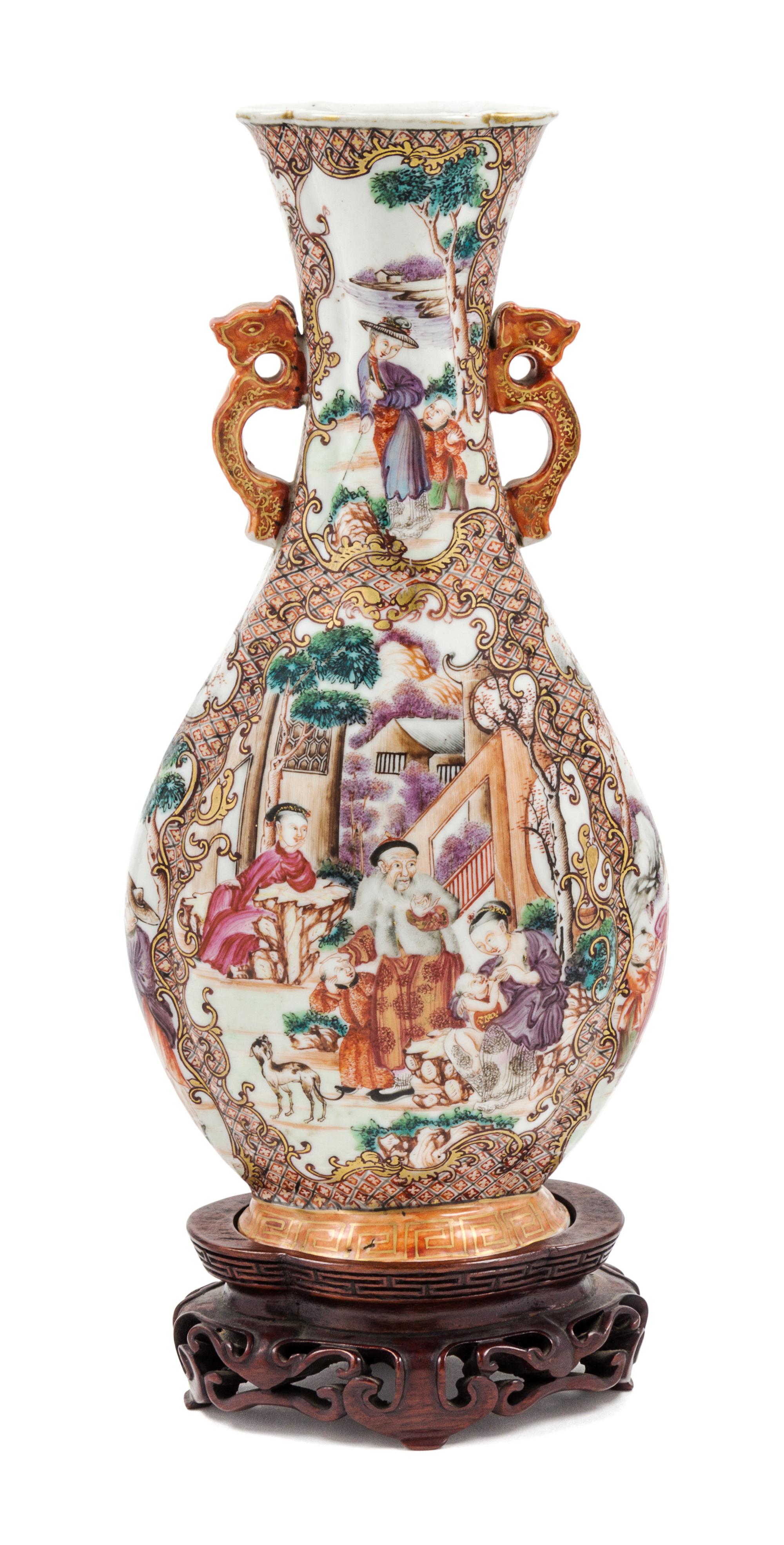 A Chinese Export Famille Rose Porcelain Vase Height of vase 12 inches. — LIKELY QIANLONG PERIOD