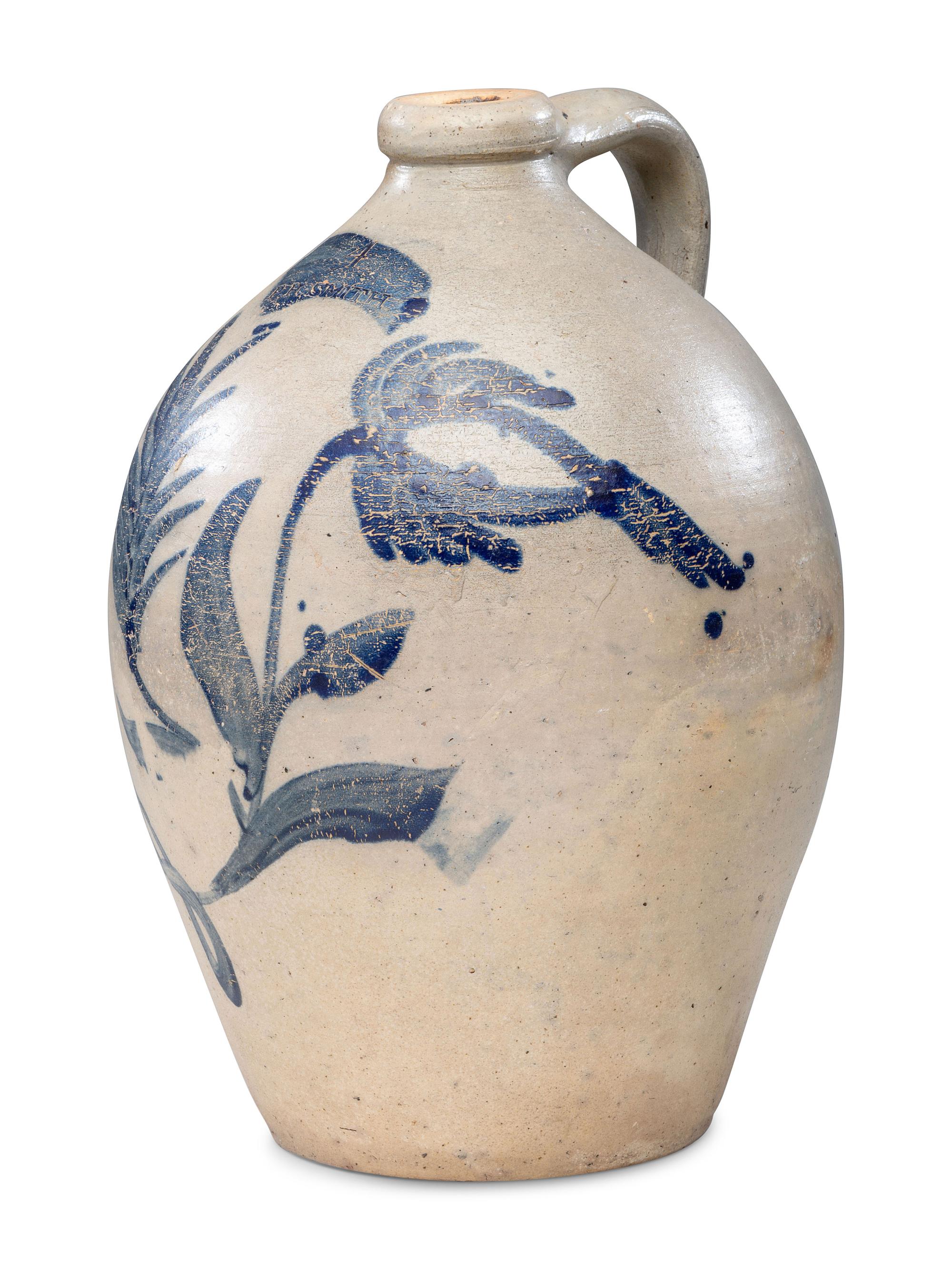 A P. H. Smith Four-Gallon Cobalt Decorated Stoneware Jug