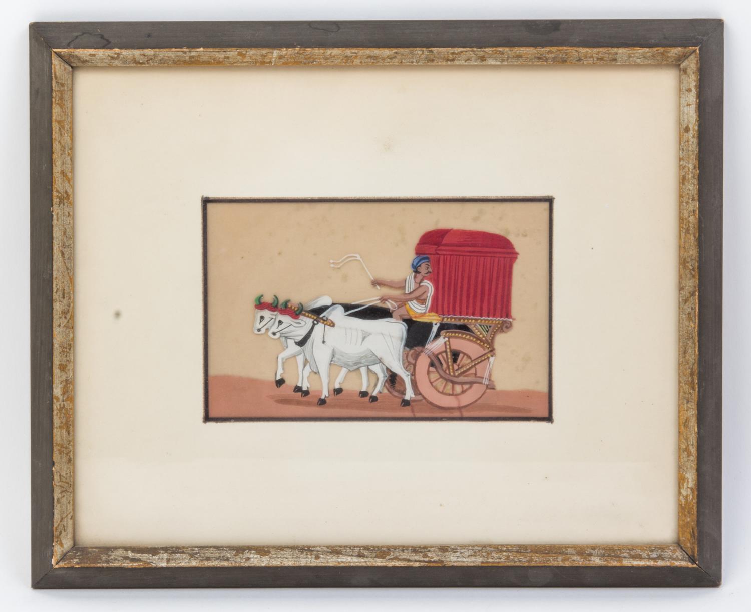 A Collection of Four Indian Miniature Paintings Height 5 1/2 x width 3 1/2 inches.