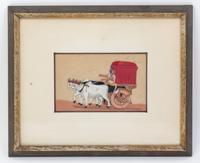 A Collection of Four Indian Miniature Paintings Height 5 1/2 x width 3 1/2 inches.