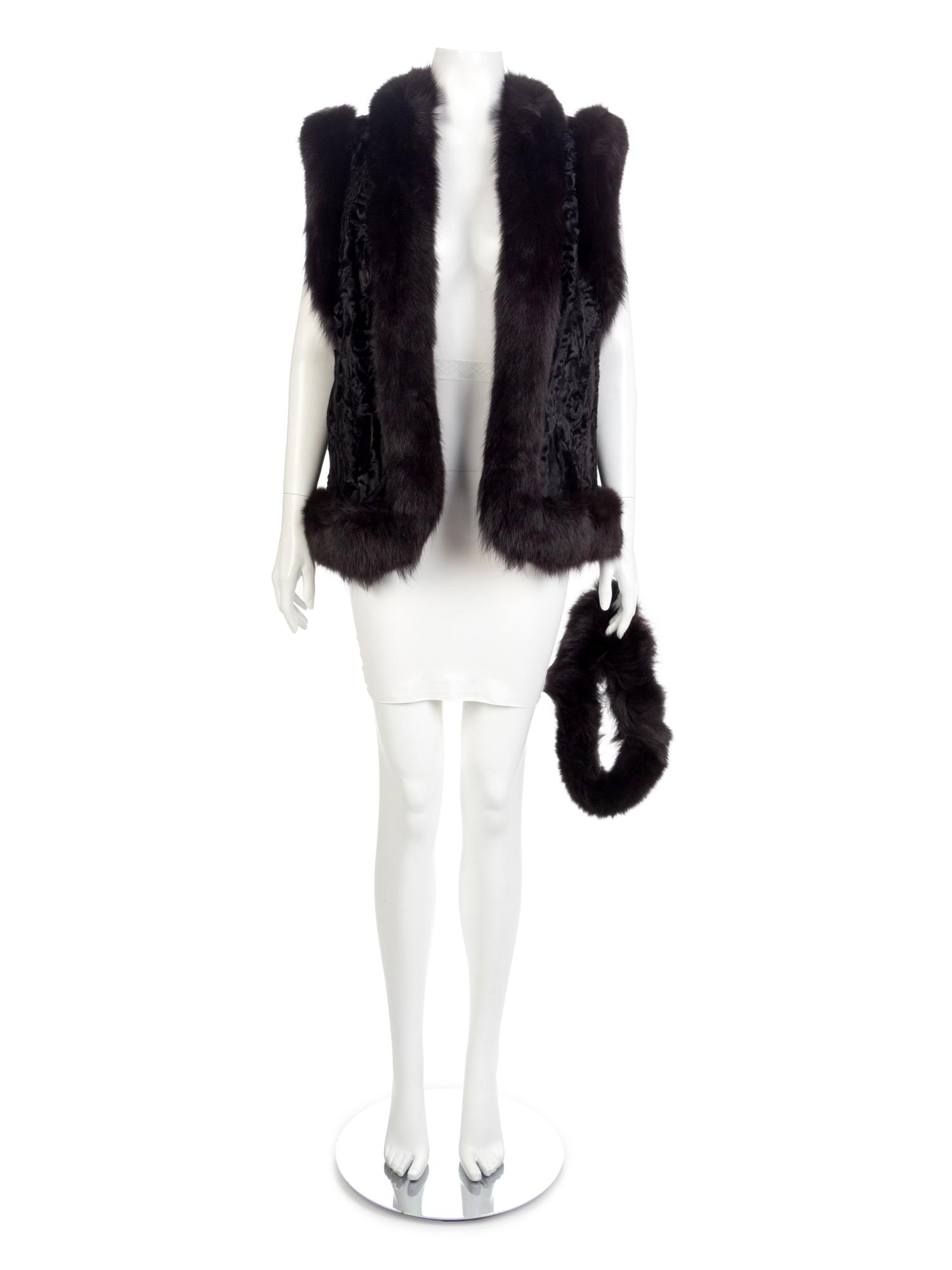 Sorbara Lambswool and Fox Vest and Headband, 1990-2000s