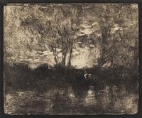 Charles Francois Daubigny, (French, 1817-1878), Vaches a l'Abreuvoir, 1921