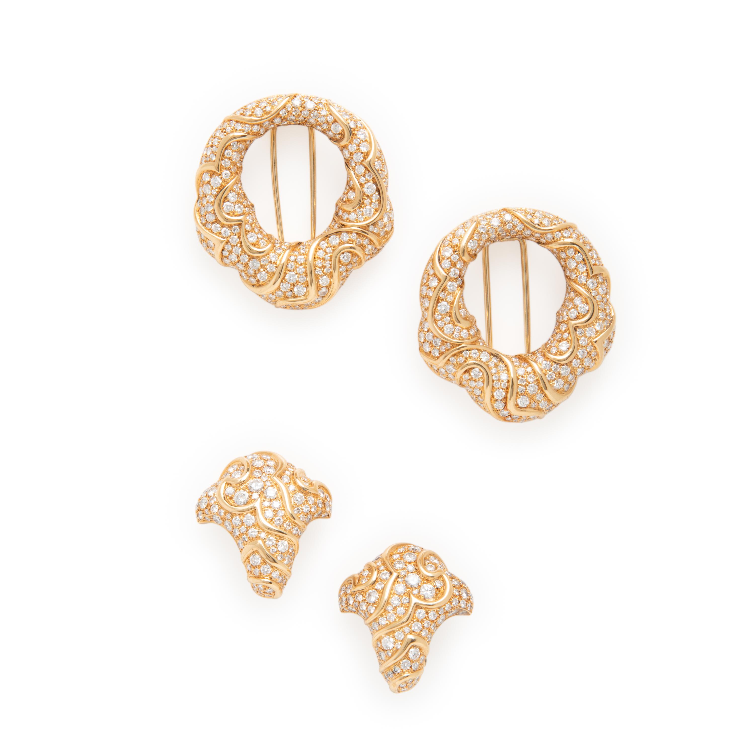 Marina B, Diamond and Yellow Gold 'Onda' Convertible Door Knocker Earrings