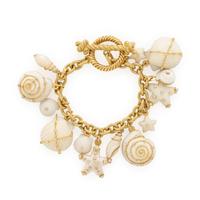 Mish, 'Cabana', White Coral, Diamond, and Yellow Gold Charm Bracelet
