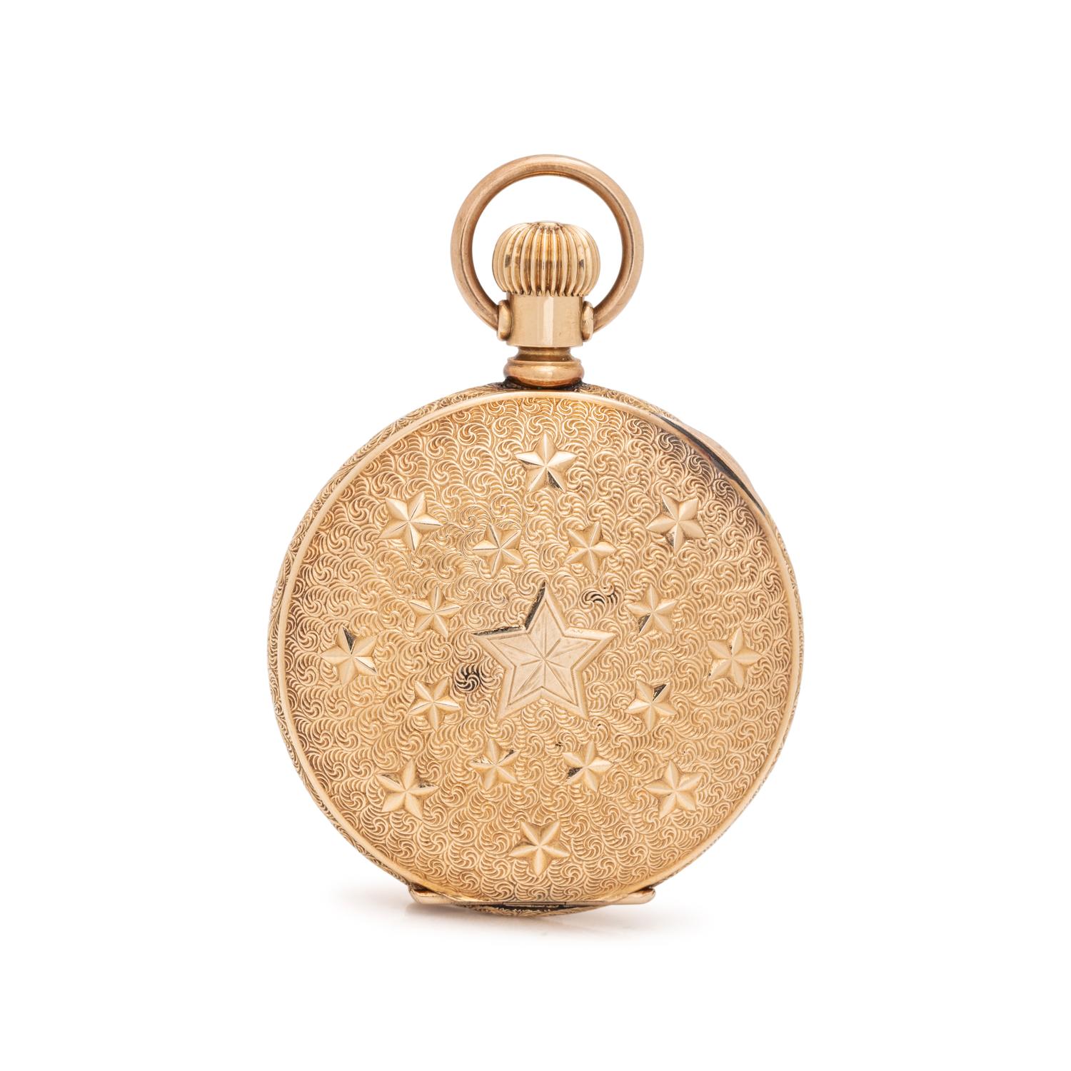 ANTIQUE, HAMPDEN, 14K YELLOW GOLD HUNTING CASE POCKET WATCH