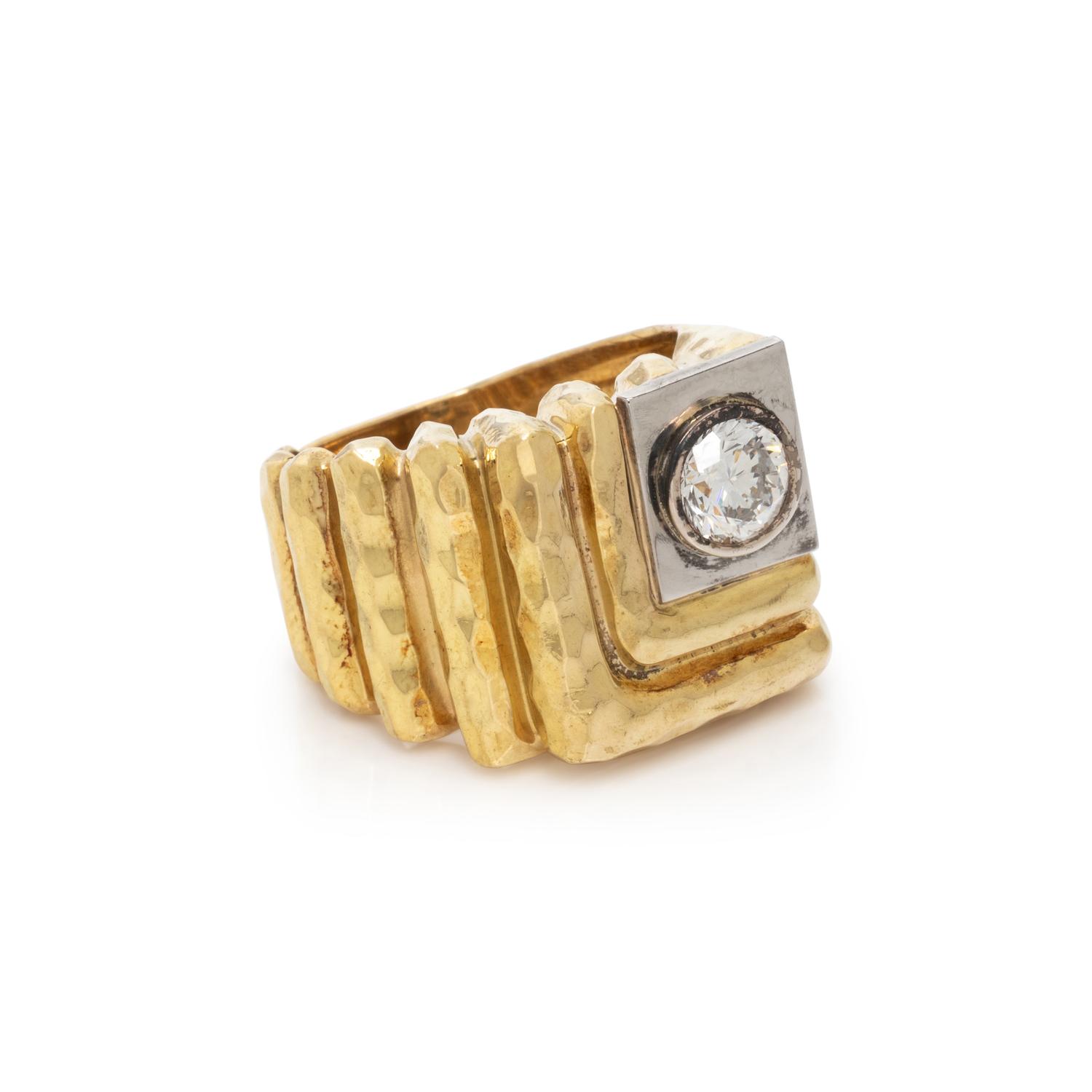 HENRY DUNAY, YELLOW GOLD AND DIAMOND RING