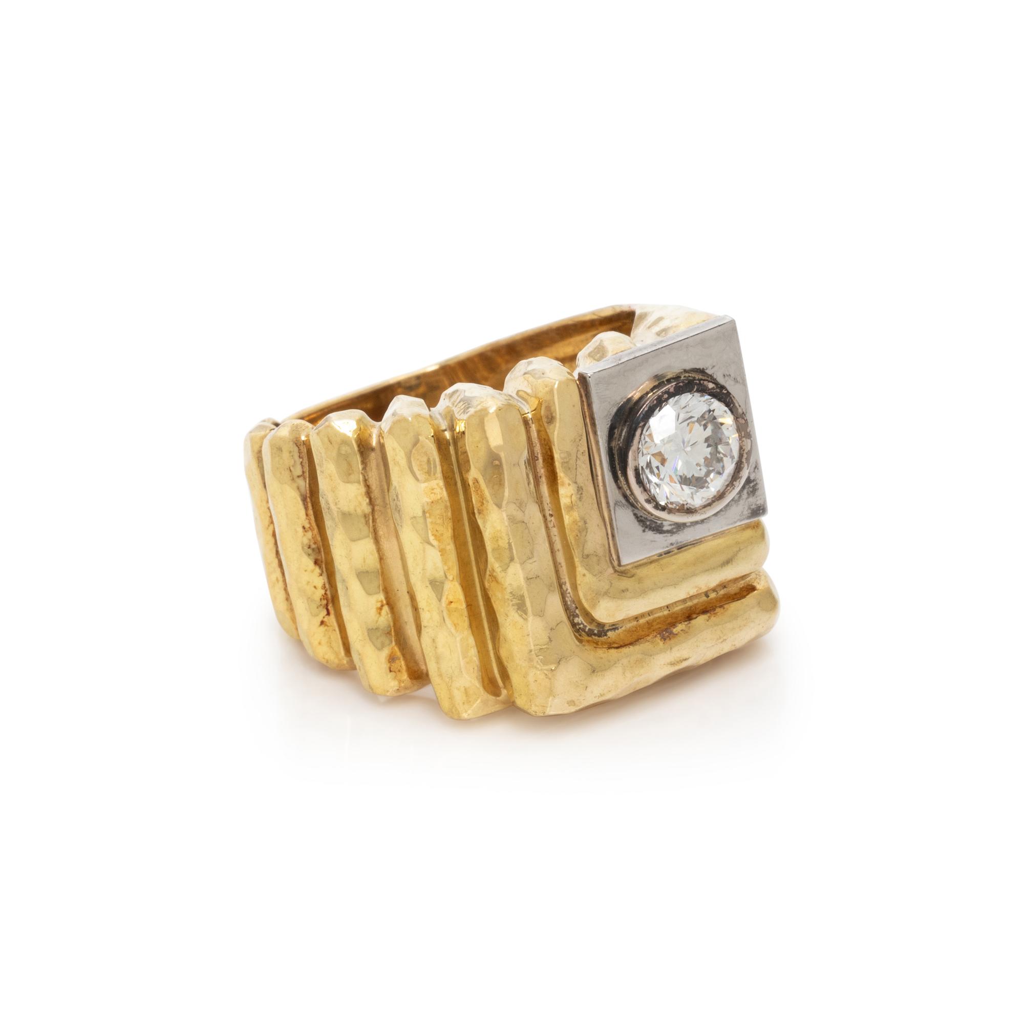 HENRY DUNAY, YELLOW GOLD AND DIAMOND RING