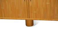 A Linear Straw Marquetry Star Inlaid Etoile Sideboard Designed by Rémi Tessier After Jean Royère