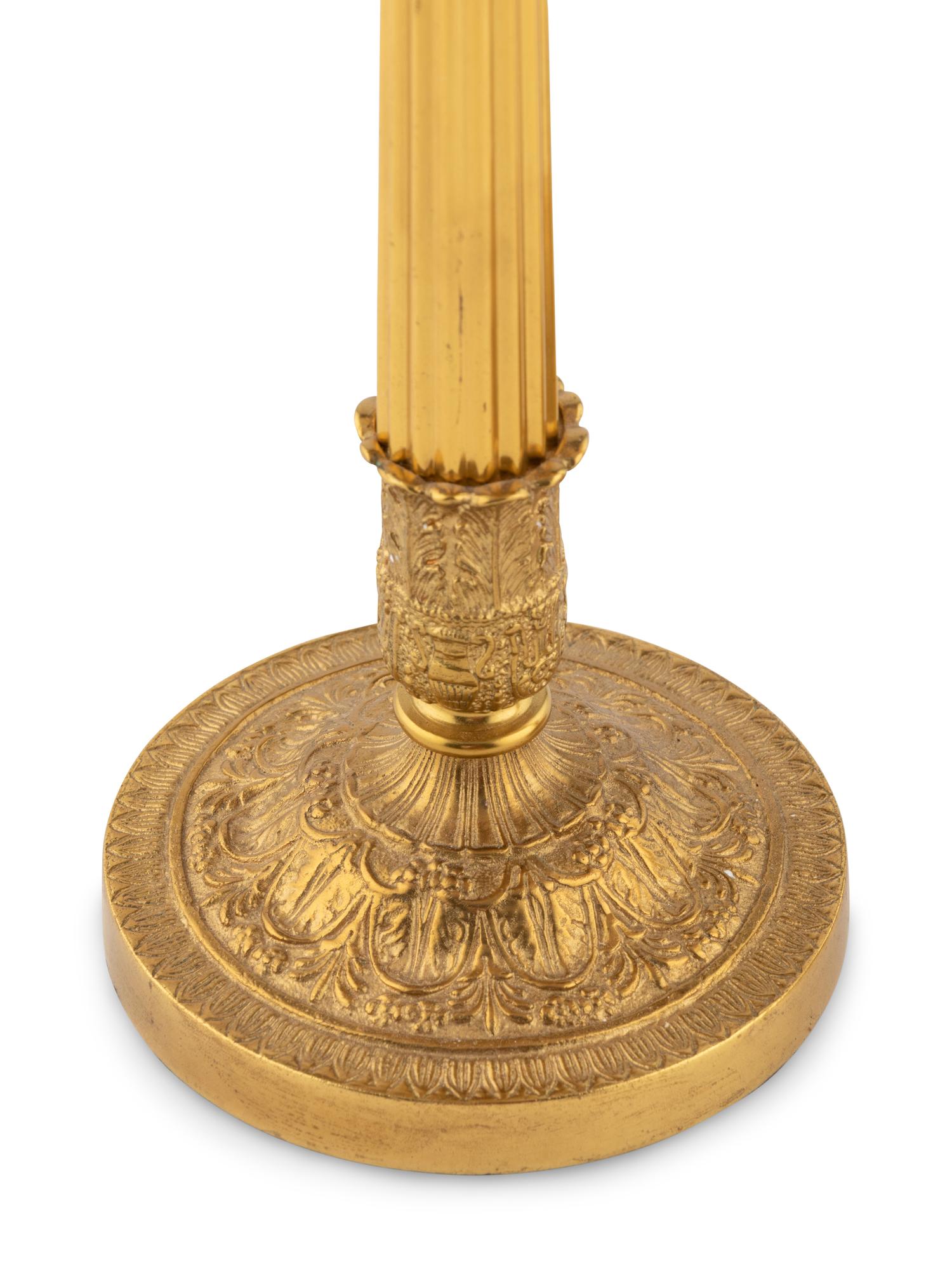 A Pair of George III Style Gilt Bronze Column-Form Lamps