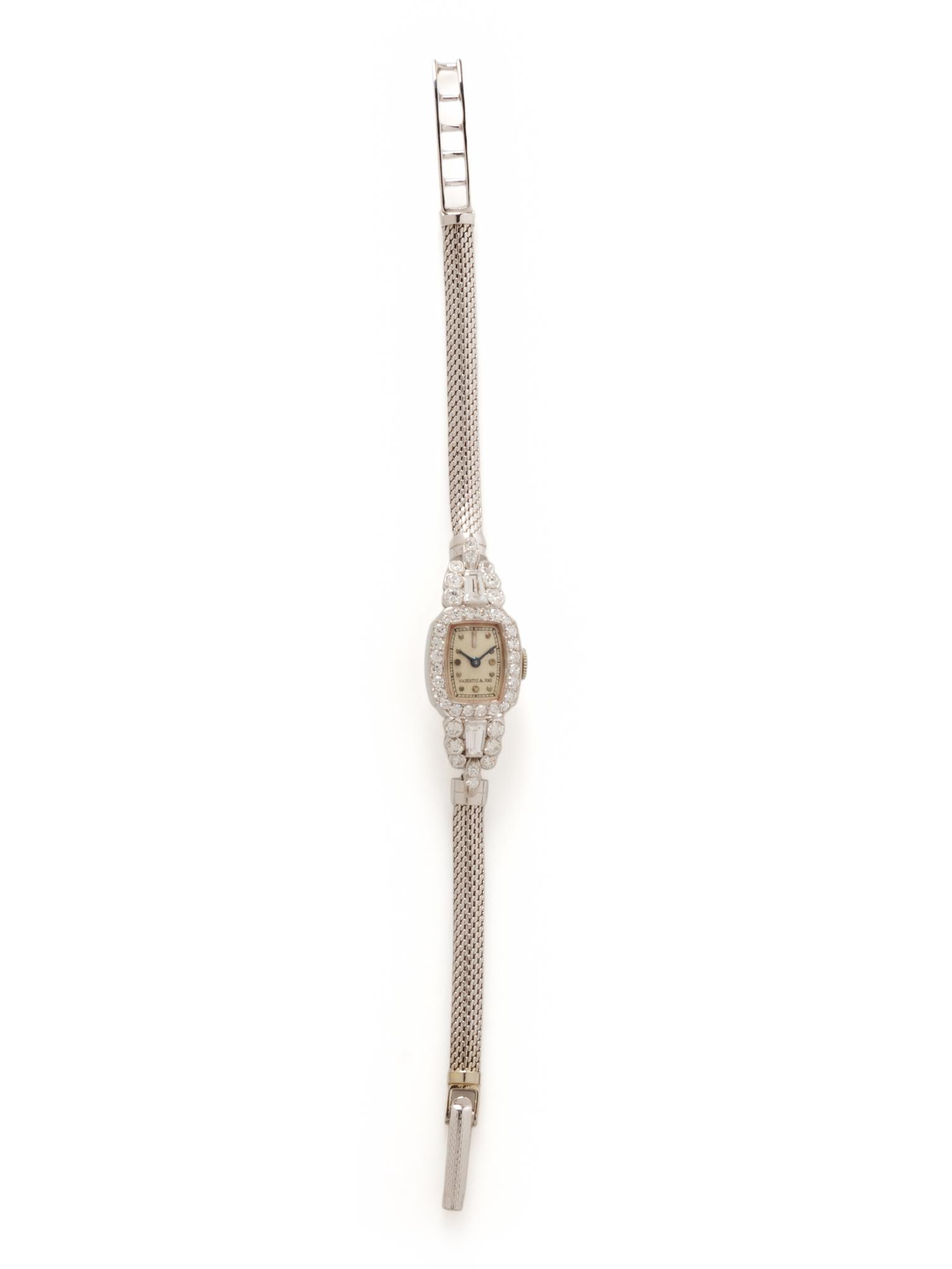 OMEGA FOR H.W. BEATTIE & SONS, PLATINUM, WHITE GOLD, AND DIAMOND WATCH
