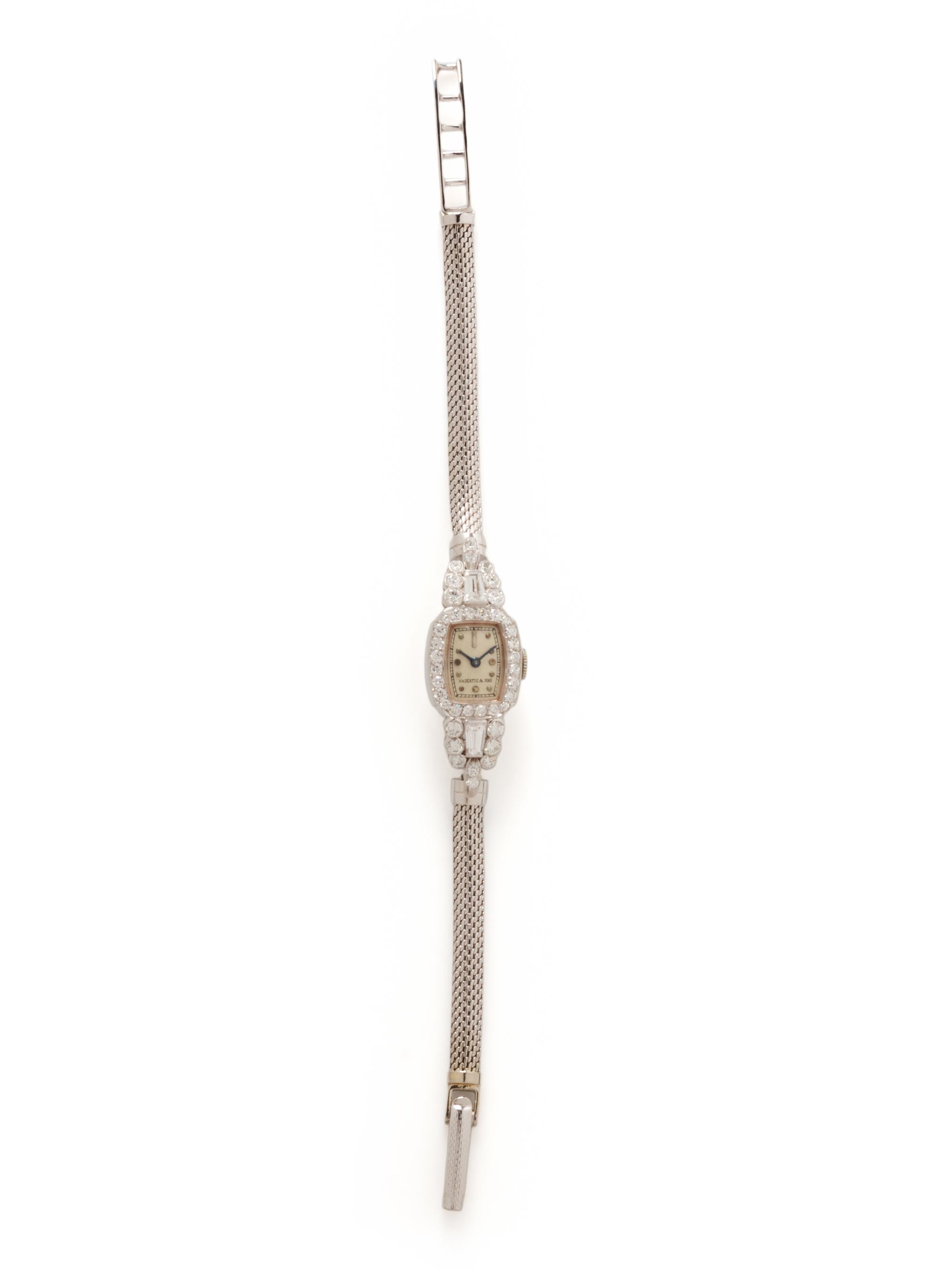 OMEGA FOR H.W. BEATTIE & SONS, PLATINUM, WHITE GOLD, AND DIAMOND WATCH