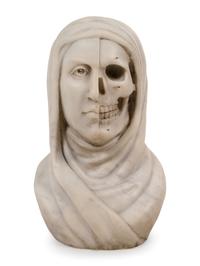 An Italian White Marble Vanitas Bust