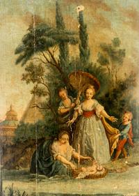 A Continental Painted Panel Depicting Moses Saved from the Waters