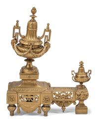 An Assembled Louis XVI Style Gilt Bronze Three-Piece Fireplace Suite