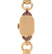 TIFFANY & CO., YELLOW GOLD, RUBY AND DIAMOND WATCH