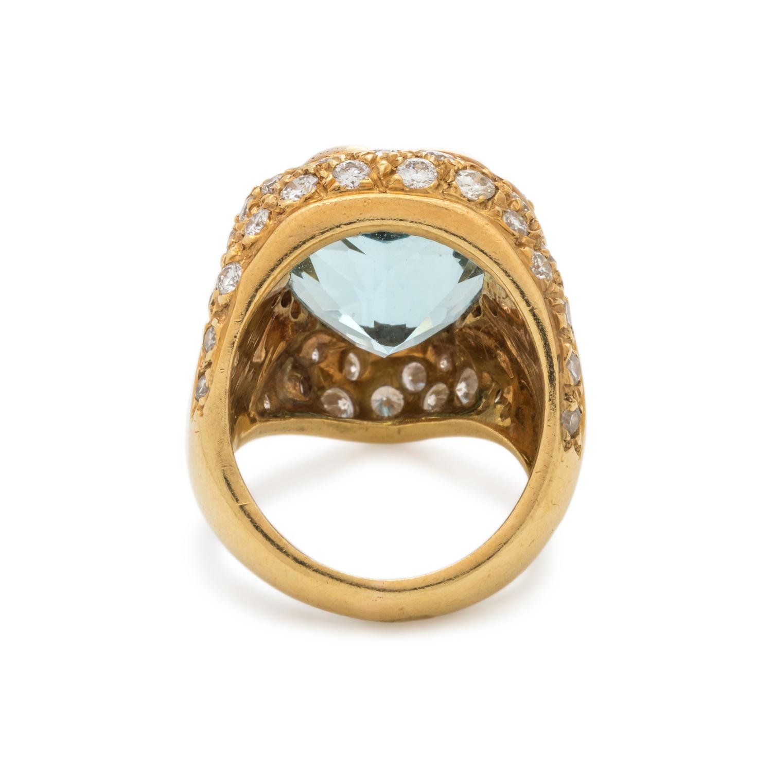 AQUAMARINE AND DIAMOND RING