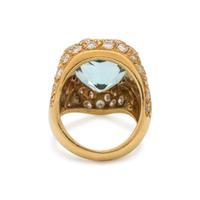 AQUAMARINE AND DIAMOND RING