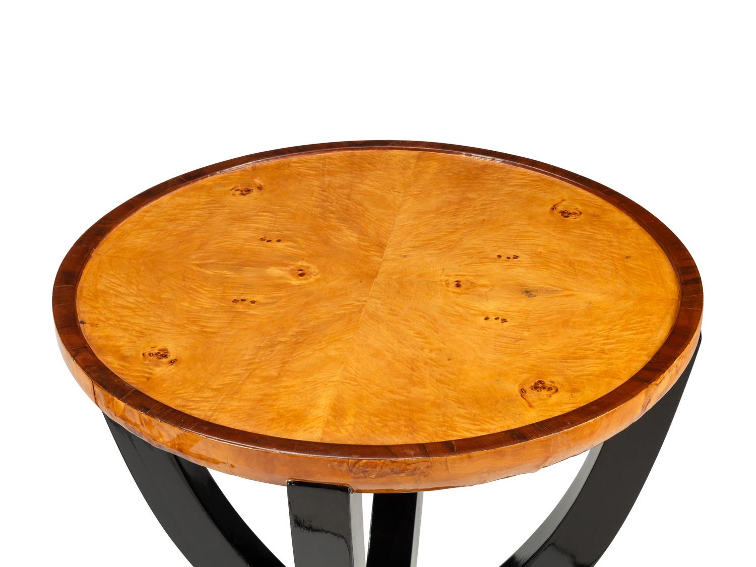 A Pair of Modernist Part Ebonized Burlwood Side Tables