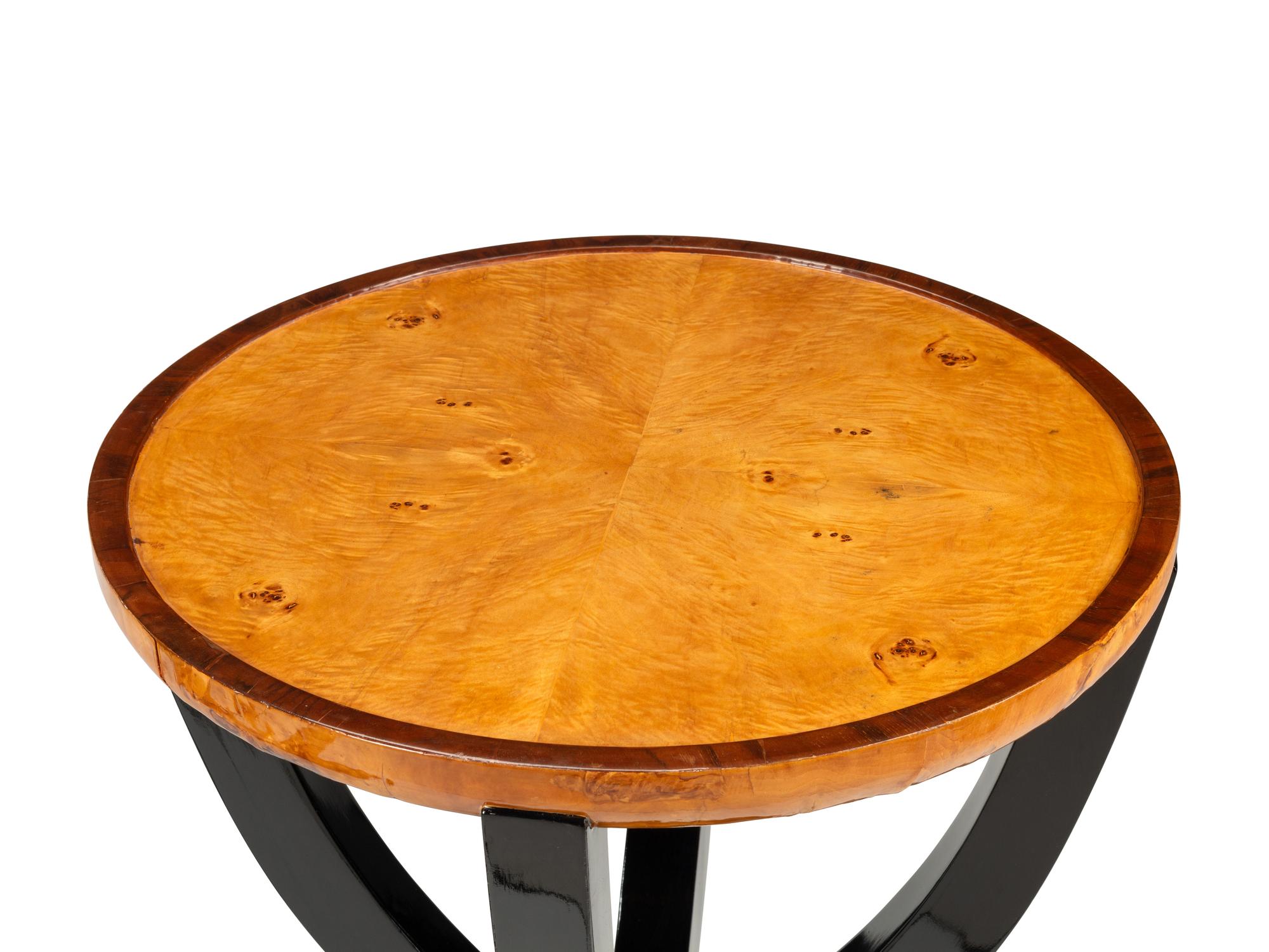 A Pair of Modernist Part Ebonized Burlwood Side Tables