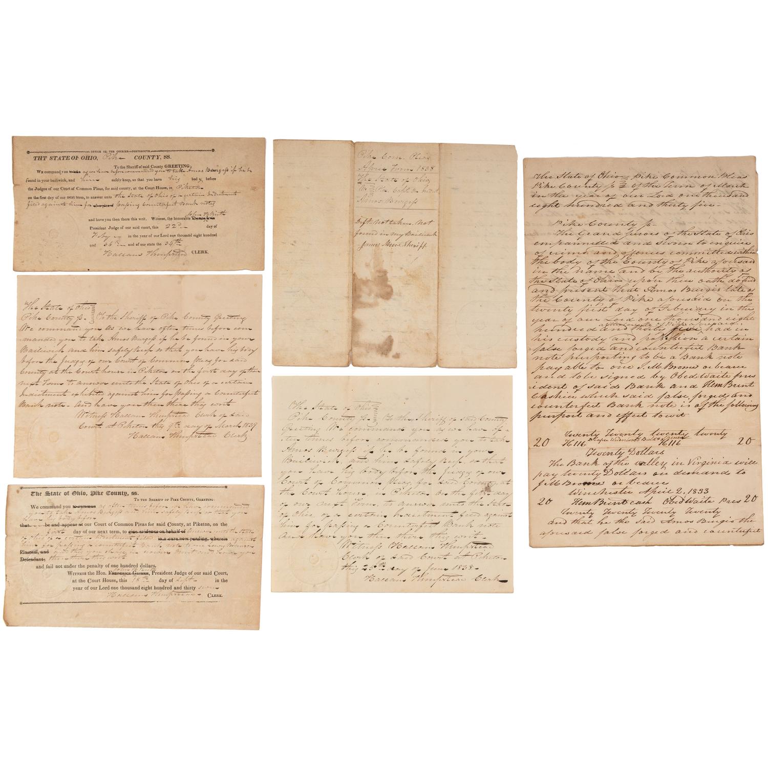 [AUTOGRAPHS & MANUSCRIPTS] -- [NORTHWEST TERRITORY & OHIO]. A group of 31 manuscript and partially printed documents, late 18th to early 19th century, including: