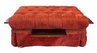 A Button Tufted Upholstered Ottoman Height 20 x width 50 x depth 37 inches.