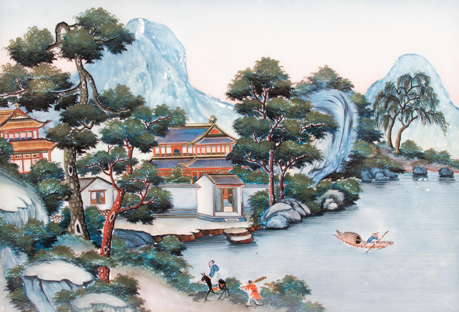 A Chinese Export Reverse Painted Glass Picture