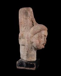 An Indian Carved Stone Head of Buddha