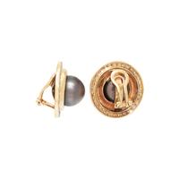 CULTURED TAHITIAN PEARL AND DIAMOND EARCLIPS