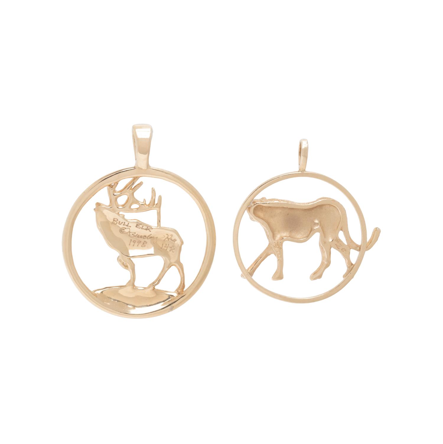 TWO YELLOW GOLD ANIMAL PENDANTS