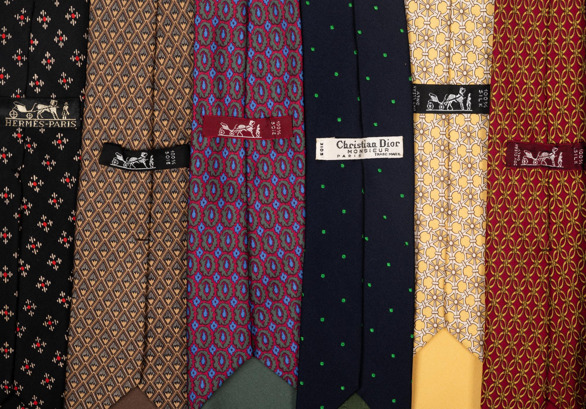 Collection of Twelve Men's Ties: Nine Hermès, Two Dior, and One Chanel, 1980s-2000s