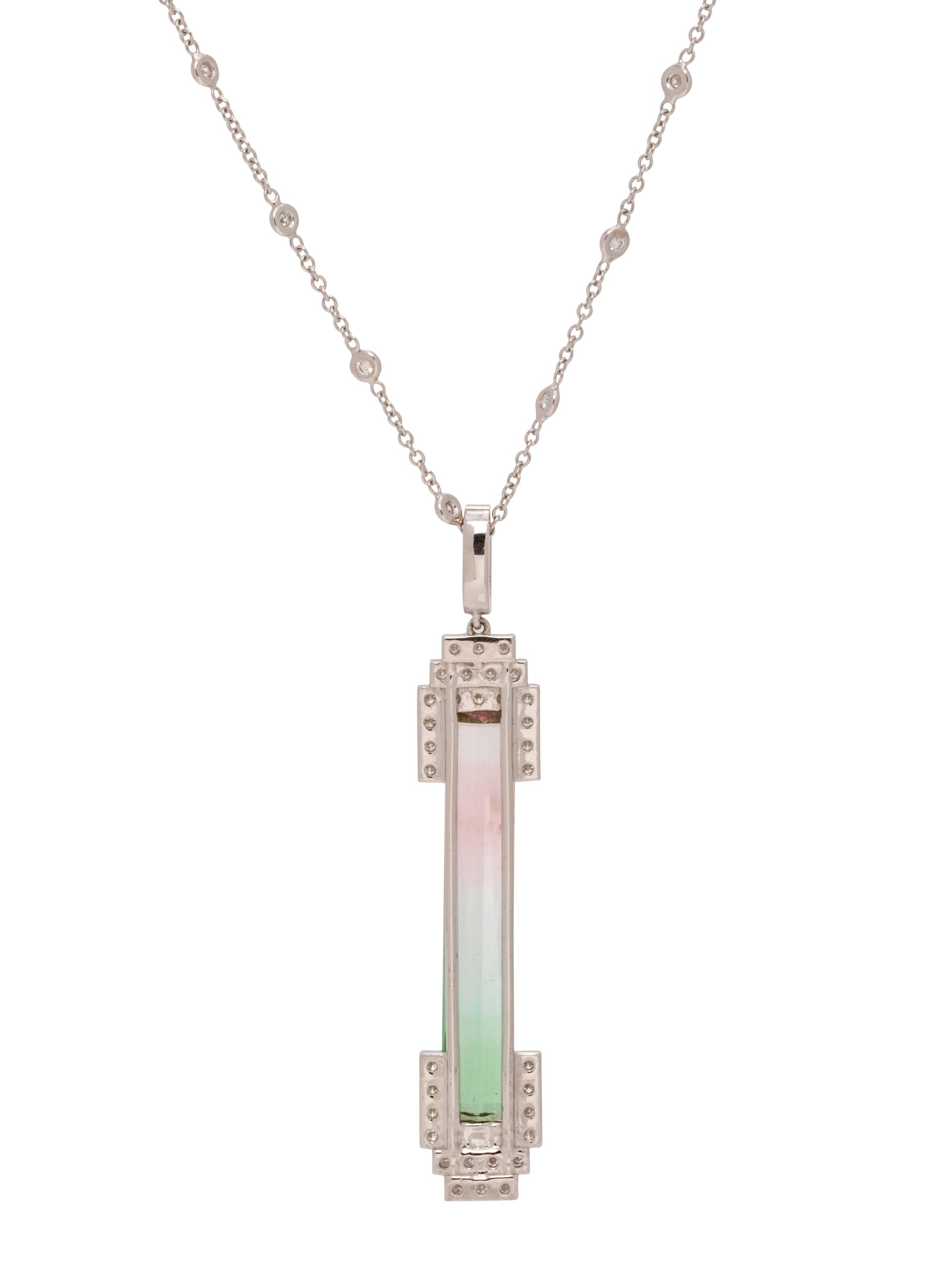TRICOLOR TOURMALINE AND DIAMOND PENDANT/NECKLACE