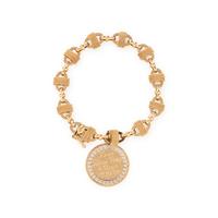 YELLOW GOLD FANCY LINK CHARM BRACELET