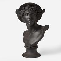A Pair of Wedgwood Black Basalt Library Busts UK, early 19th century