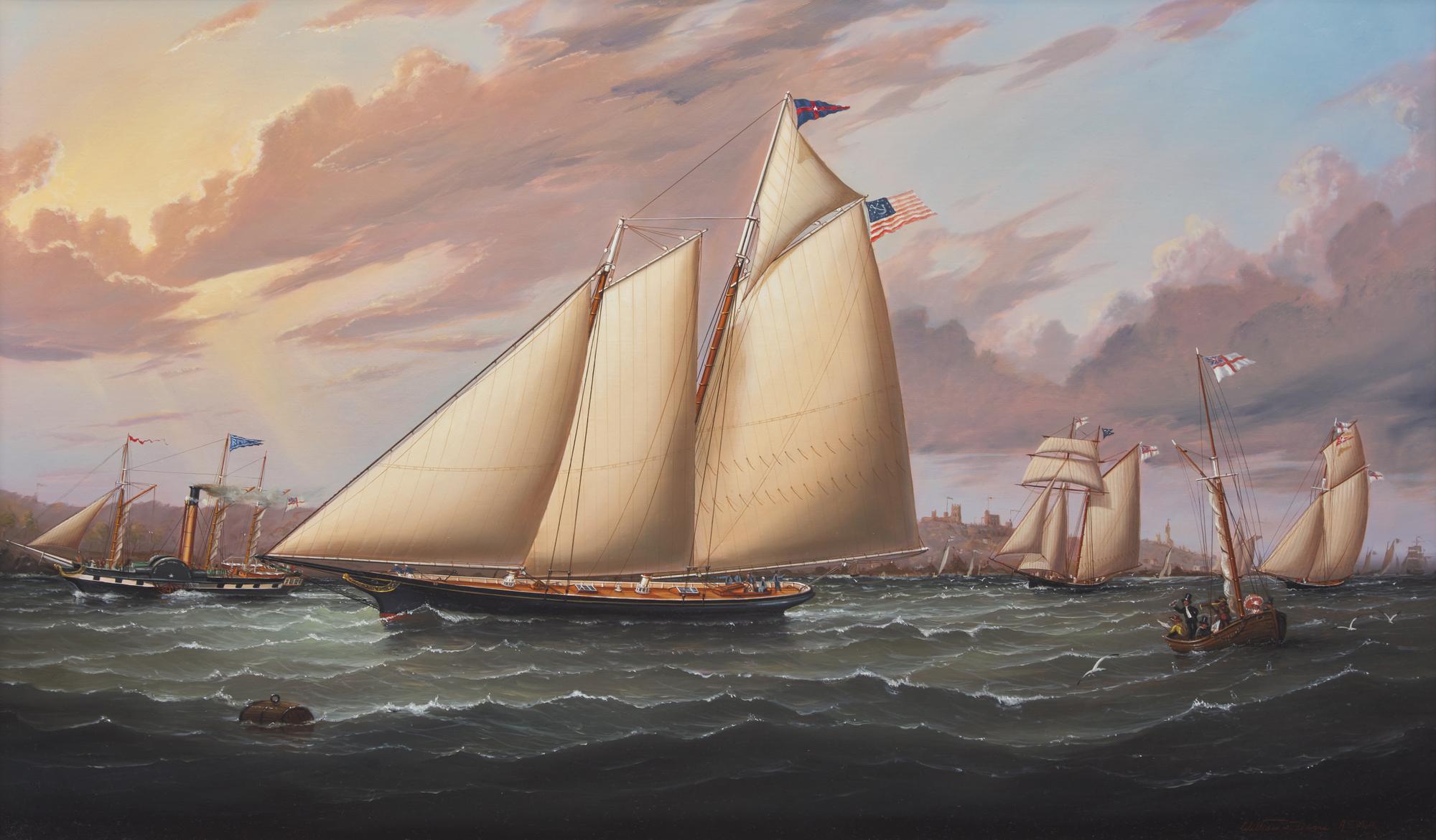 Schooner Yacht Off the Coast
