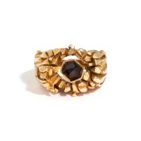 BARRY MERRITT, YELLOW GOLD AND SMOKEY QUARTZ RING