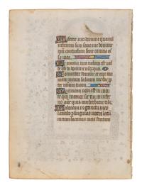 CIRCLE OF THE BOUCICAUT MASTER (active Paris, c. 1400-1420) A leaf from a Book of Hours, including a large miniature of David in Prayer, in Latin, illuminated manuscript on parchment [Paris, c. 1410-1420]