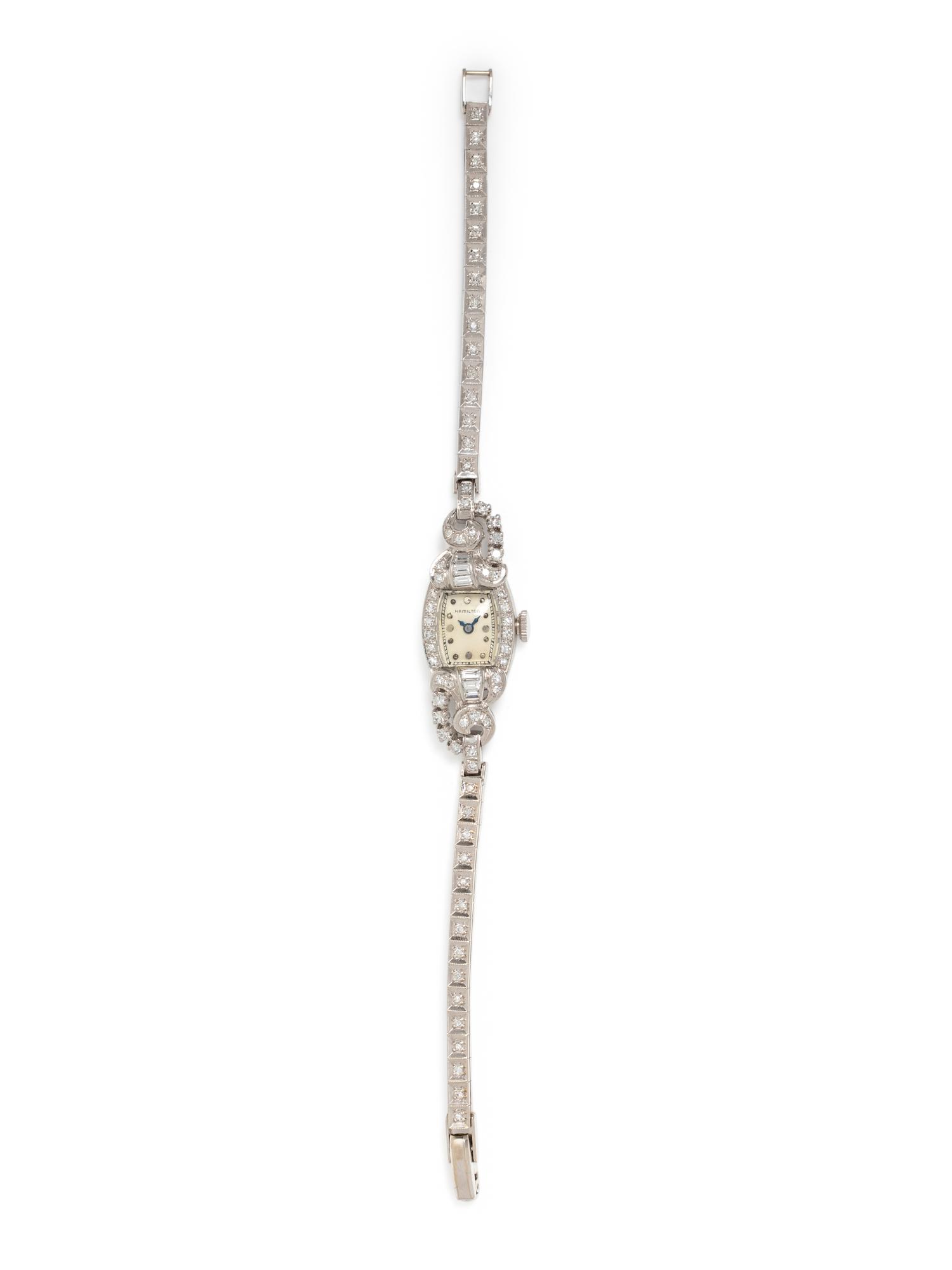 HAMILTON, PLATINUM, WHITE GOLD AND DIAMOND WRISTWATCH
