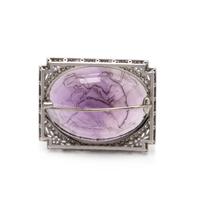 ANTIQUE, DIAMOND AND AMETHYST INTAGLIO BROOCH