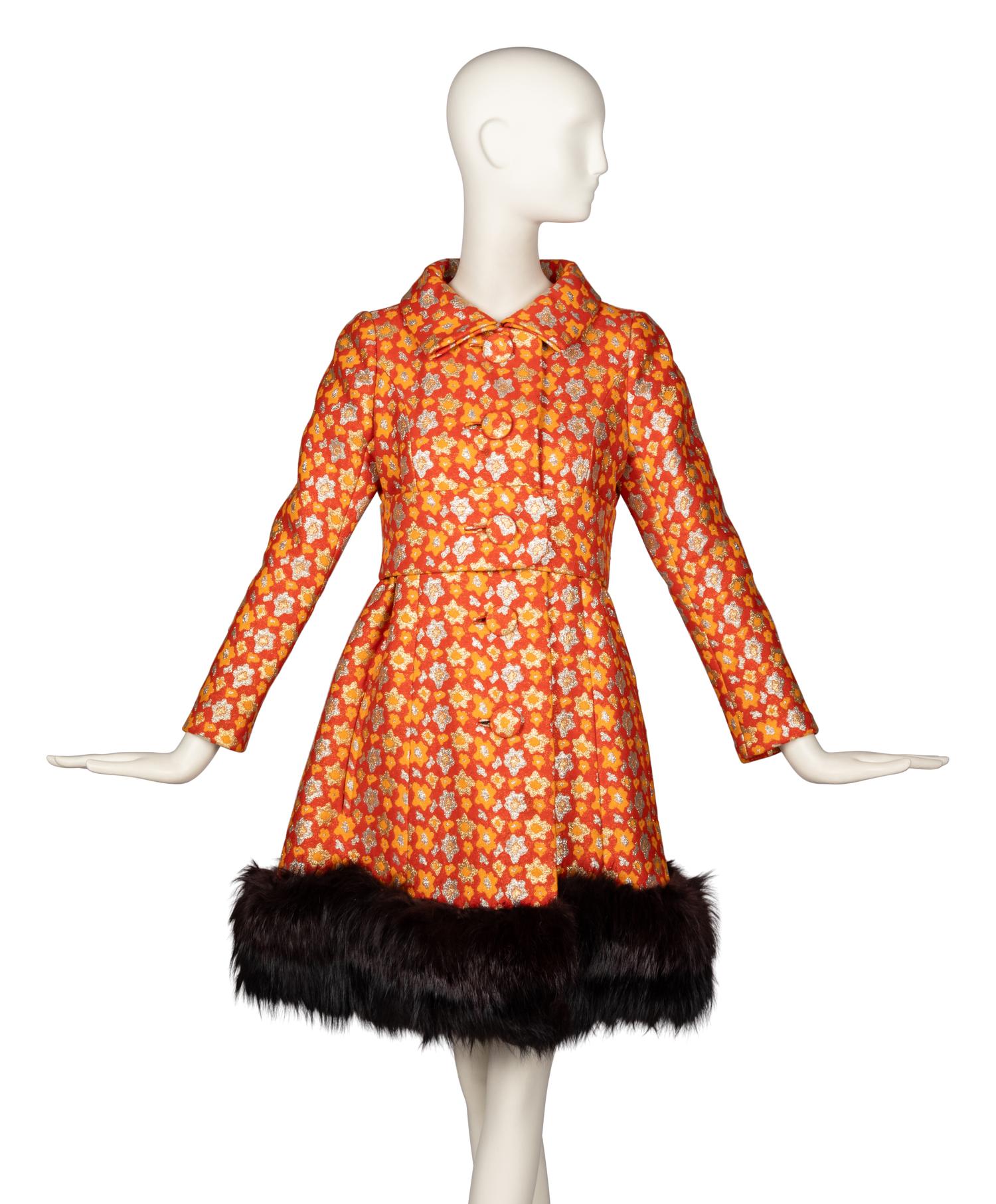 Norman Norell, Brocade Coat with Fox Fur Trim