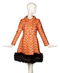 Norman Norell, Brocade Coat with Fox Fur Trim
