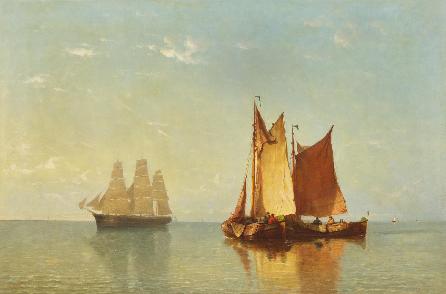 Johannes Frederick Schütz (Dutch, 1817-1888) — Shipping in a Calm , 1875