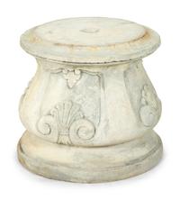 A Painted Cast Iron Diana of Gabii on a Carved Stone Base