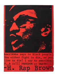 [CIVIL RIGHTS]. H. Rap Brown. Amerikkka says to Black people: "You either fight to die, or you live to die!" N.p.: N.p., ca 1970.