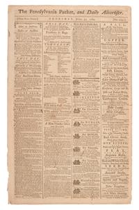 [WASHINGTON, George (1732-1799)]. The Pennsylvania Packet, and Daily Advertiser . No. 3197. Philadelphia: John Dunlap and David C. Claypoole, 30 April 1789.