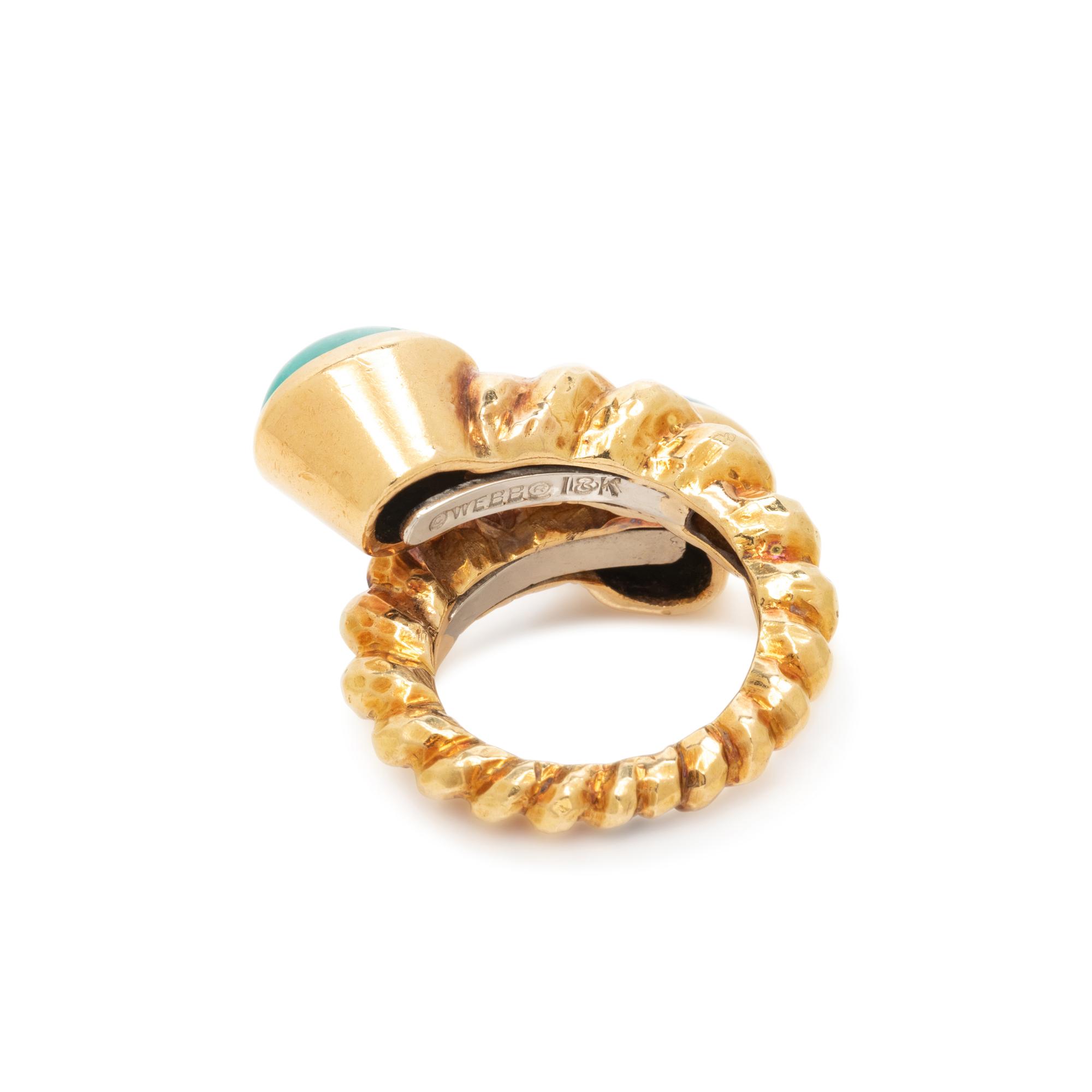 DAVID WEBB, YELLOW GOLD AND TURQUOISE RING