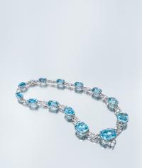 An Important Platinum, Aquamarine and Diamond Necklace, Tiffany & Co., Circa 1915, 55.90 dwts.