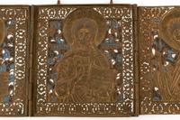 Five Byzantine Style Enameled Bronze Icons