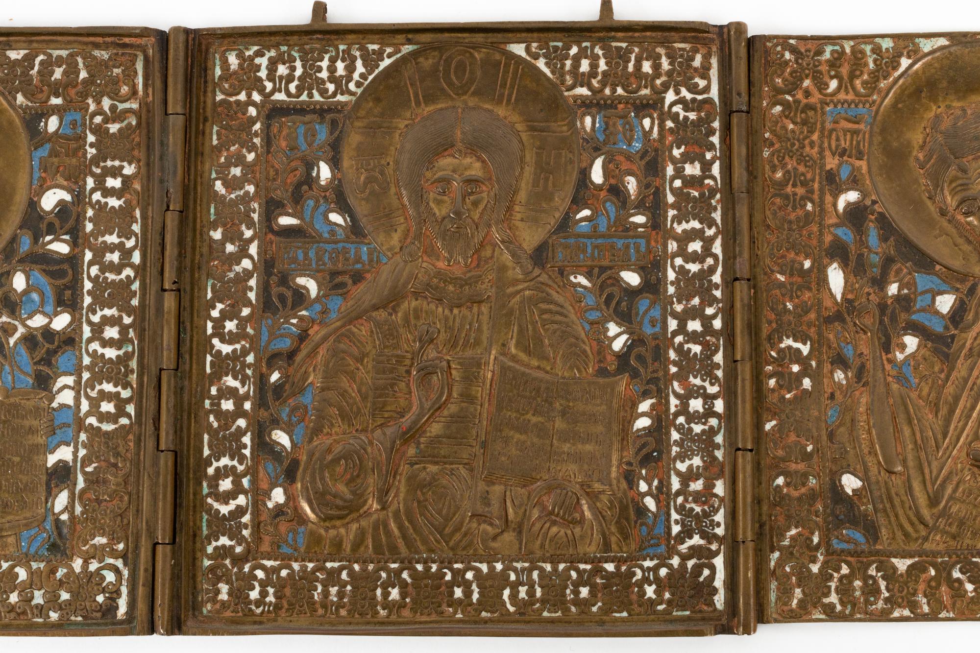 Five Byzantine Style Enameled Bronze Icons
